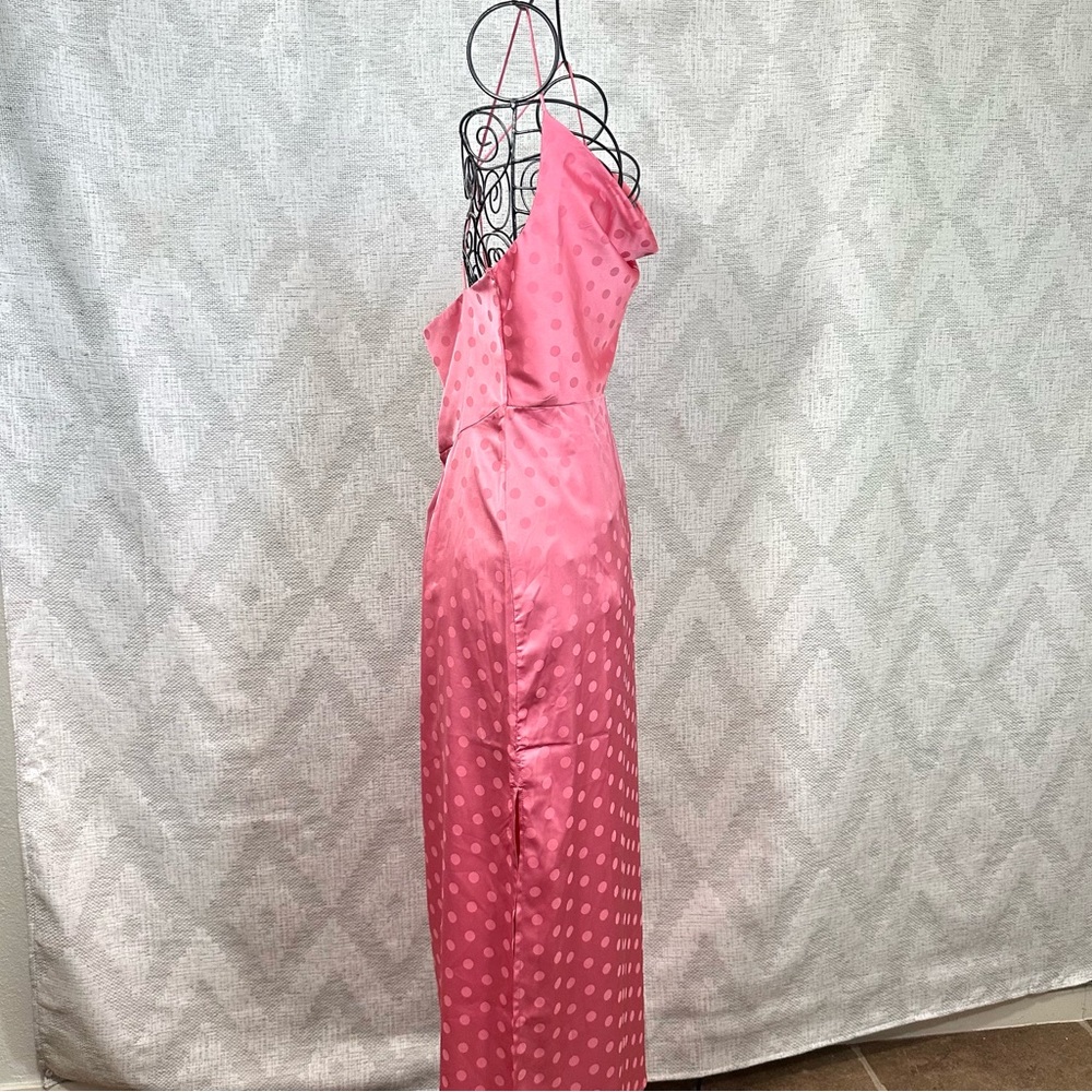 Vici pink polka dot cowl neck silky midi dress size S - Picture 6 of 12